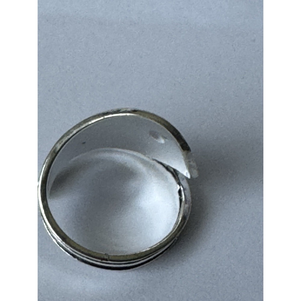 Silver Tone Flower Wrap Open Band Ring Adjustable Metal Size 8 MPN 0163 - Picture 7 of 9